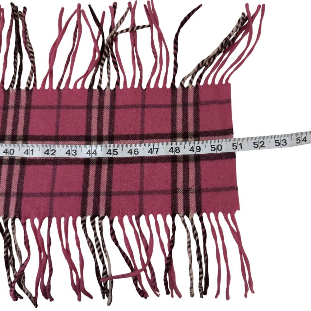 Burberry London Pink Plaid/Check Pattern 100% Cashmere Scarf 51" Long - Picture 4 of 5